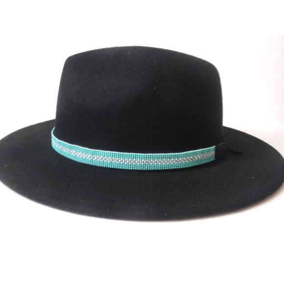 Beaded Hat Band Teal, White & Gun Metal w/ Vegan Leather main image 6
